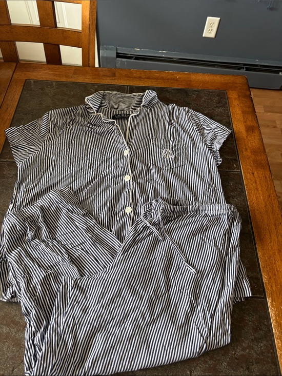Ralph Lauren Other - Ralph Lauren Navy & White Striped Button Shirt and Bottoms